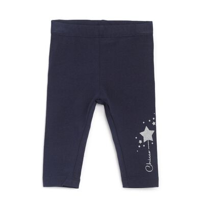 Girls Dark Blue Printed Leggings